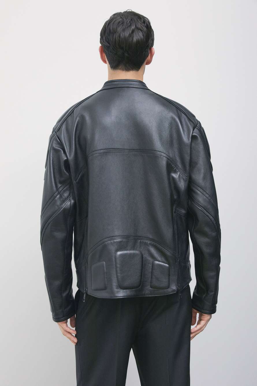 Veste biker en cuir, Noir, Patrizia Pepe