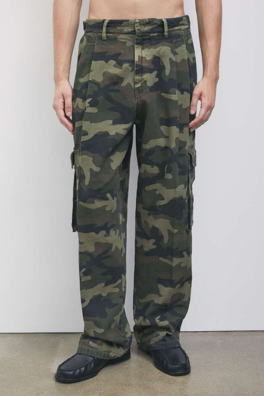 Cargo trousers in structured cotton with camouflage print, Abstract Fantasy, Patrizia Pepe