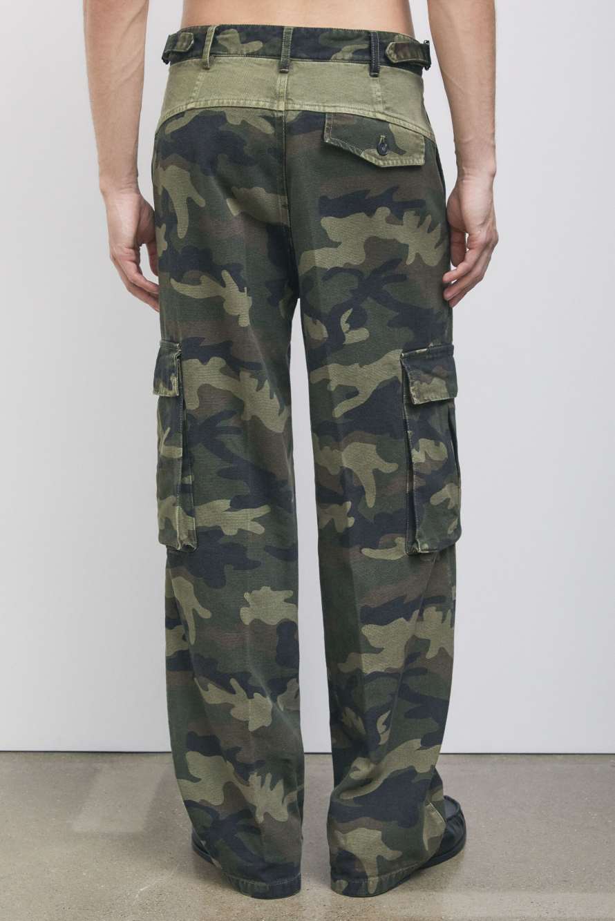 Cargo trousers in structured cotton with camouflage print, Abstract Fantasy, Patrizia Pepe