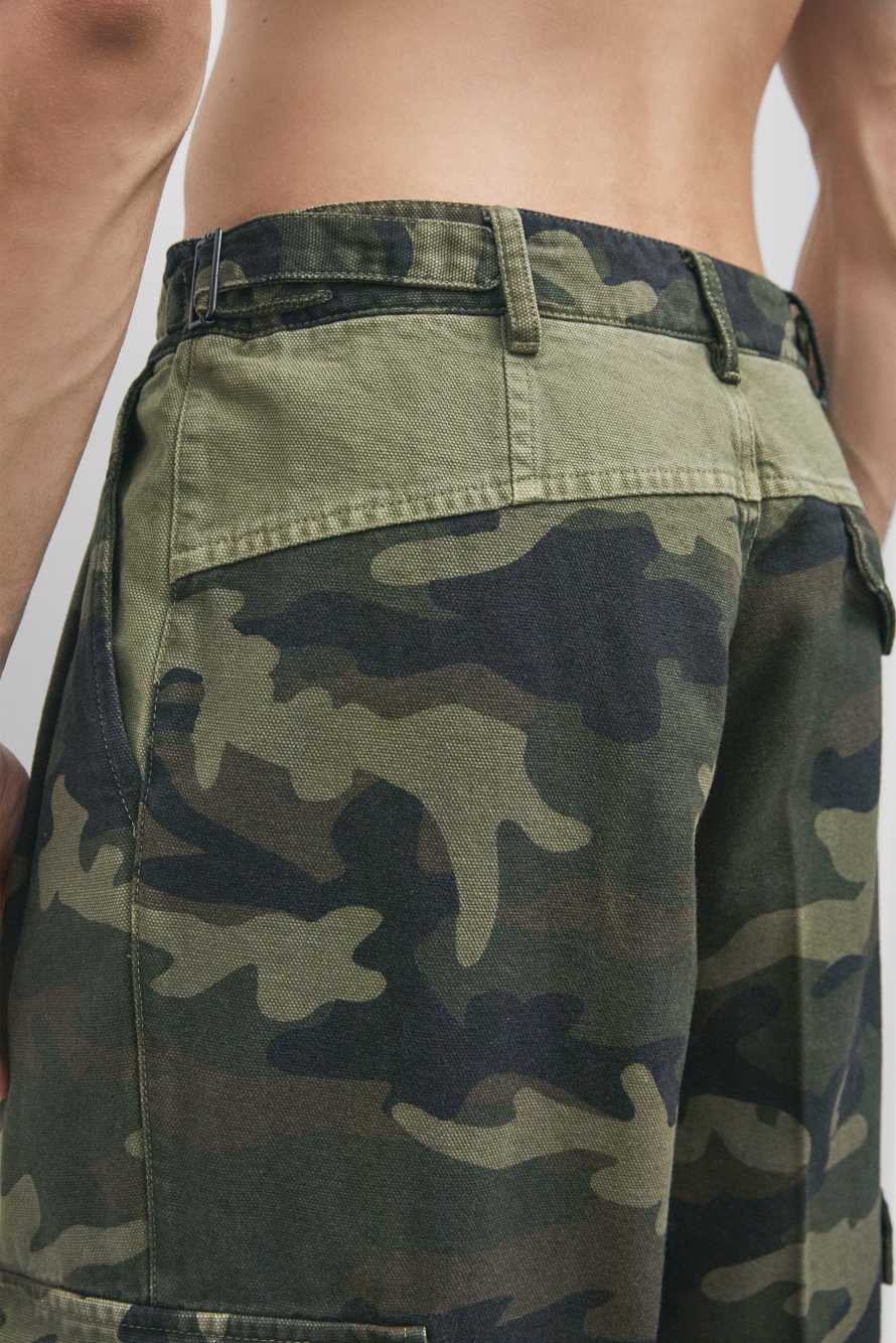 Cargo trousers in structured cotton with camouflage print, Abstract Fantasy, Patrizia Pepe