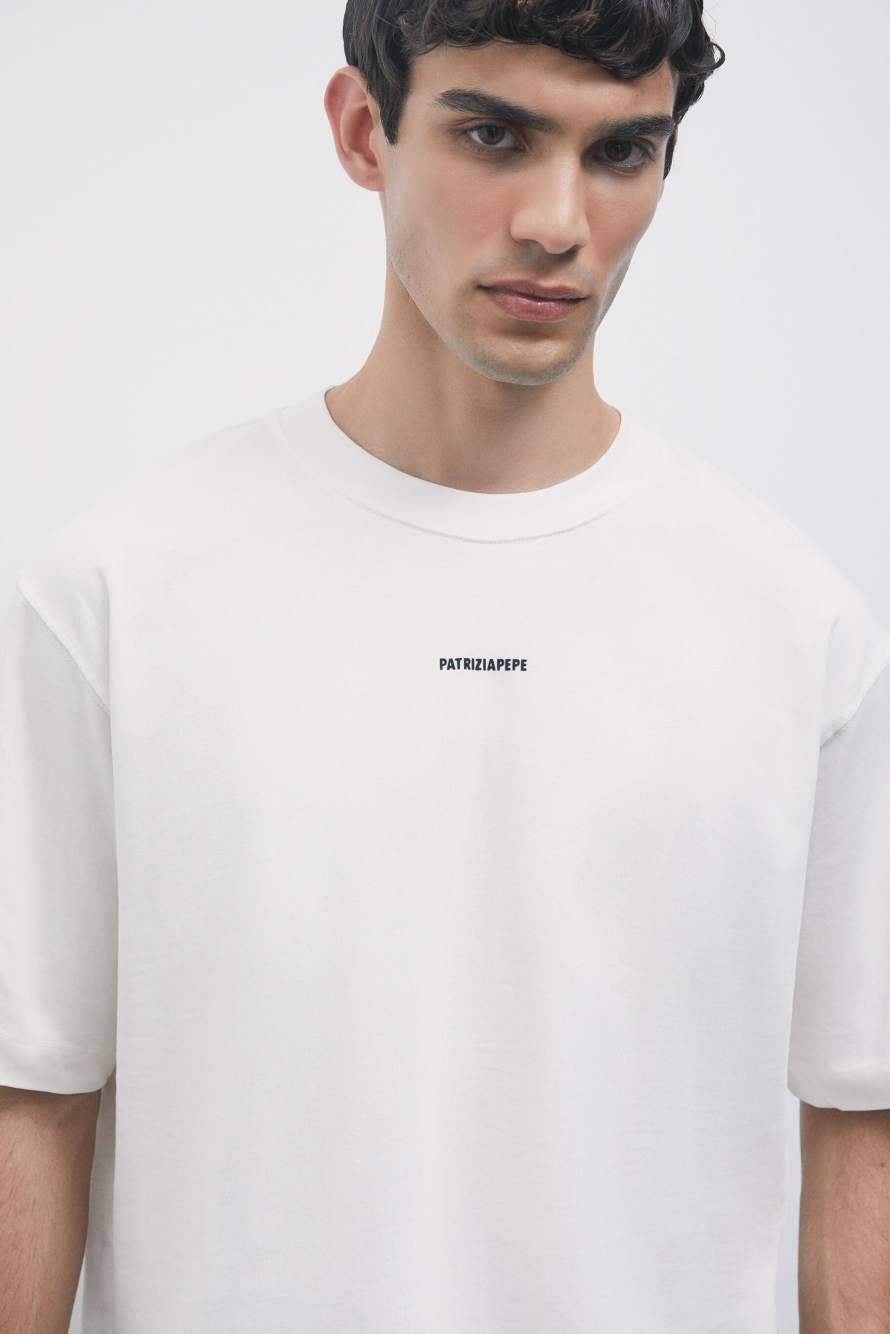 T-shirt over en coton, Blanc, Patrizia Pepe
