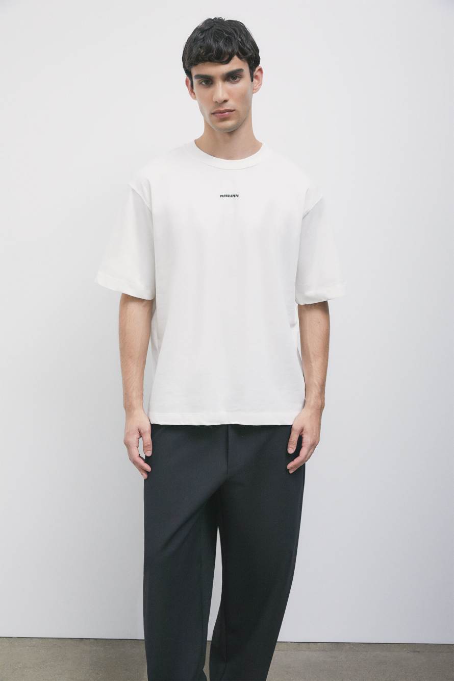 T-shirt over en coton, Blanc, Patrizia Pepe