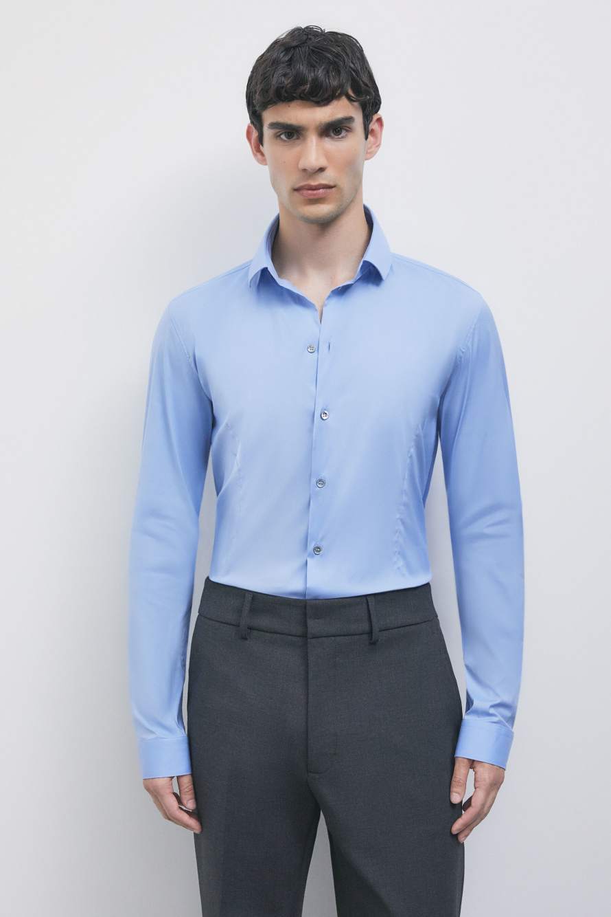 Chemise slim fit &laquo; ESSENTIAL &raquo; en popeline, Bleu Ciel, Patrizia Pepe