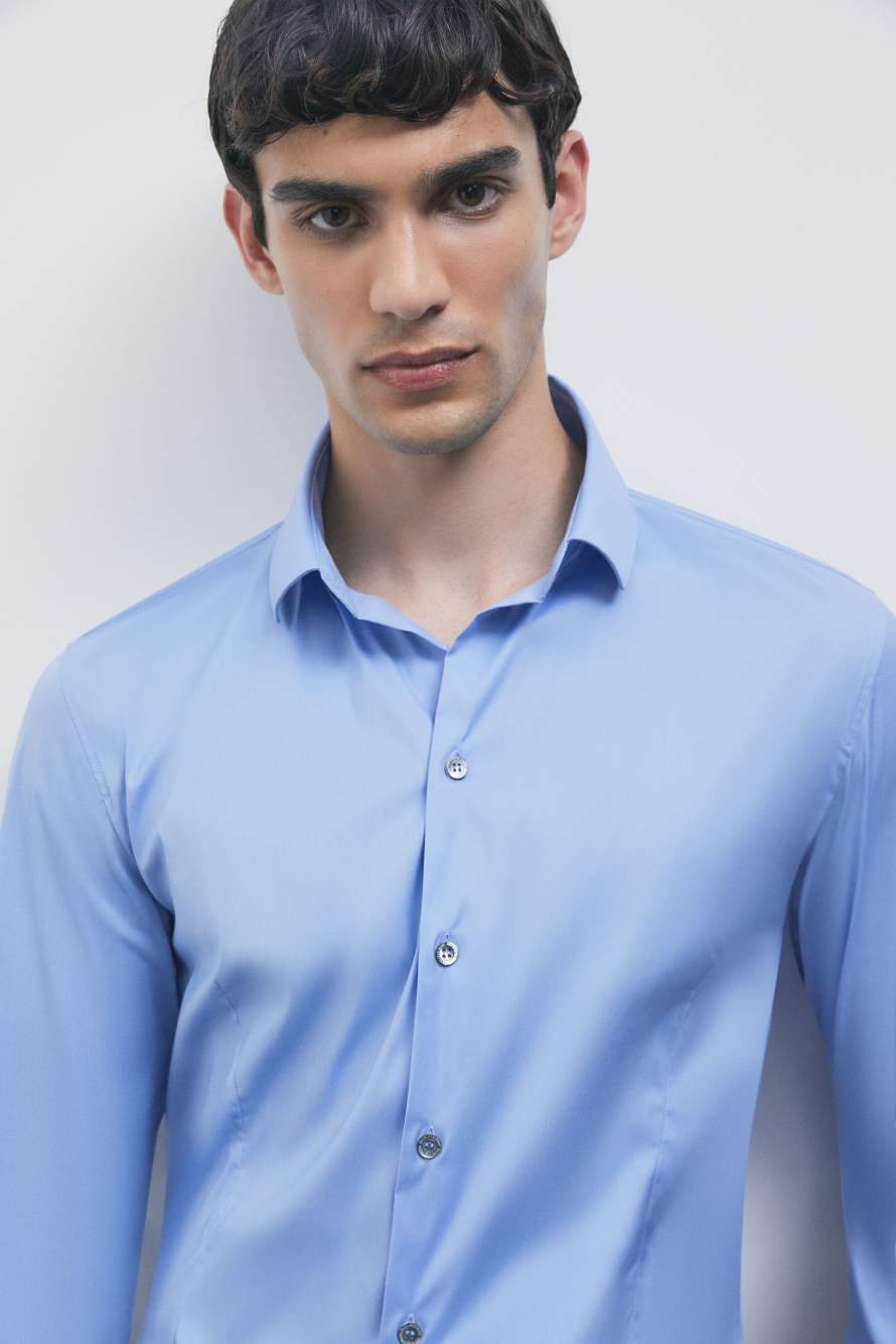 Chemise slim fit &laquo; ESSENTIAL &raquo; en popeline, Bleu Ciel, Patrizia Pepe