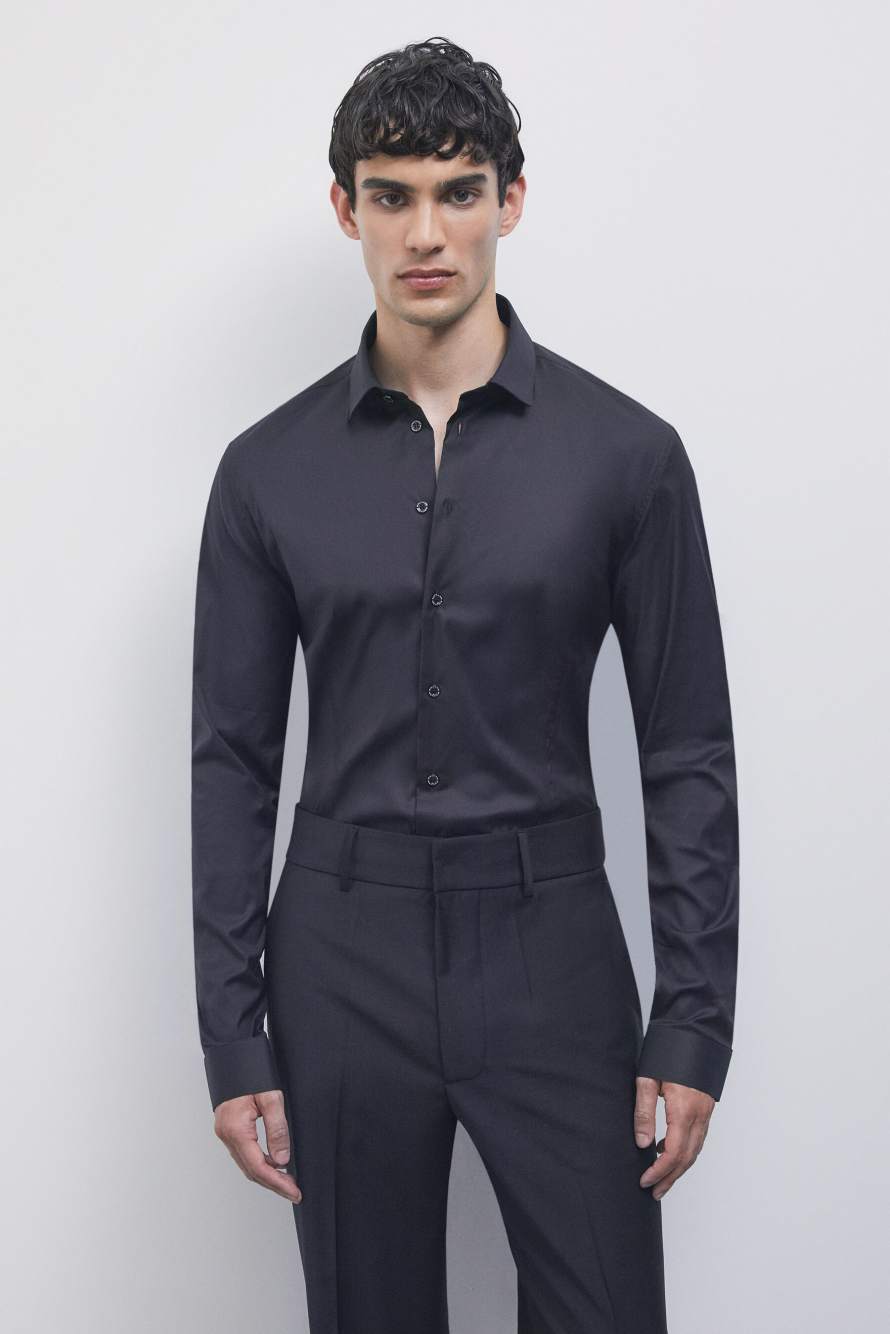 Chemise slim fit &laquo; ESSENTIAL &raquo; en popeline, Noir, Patrizia Pepe