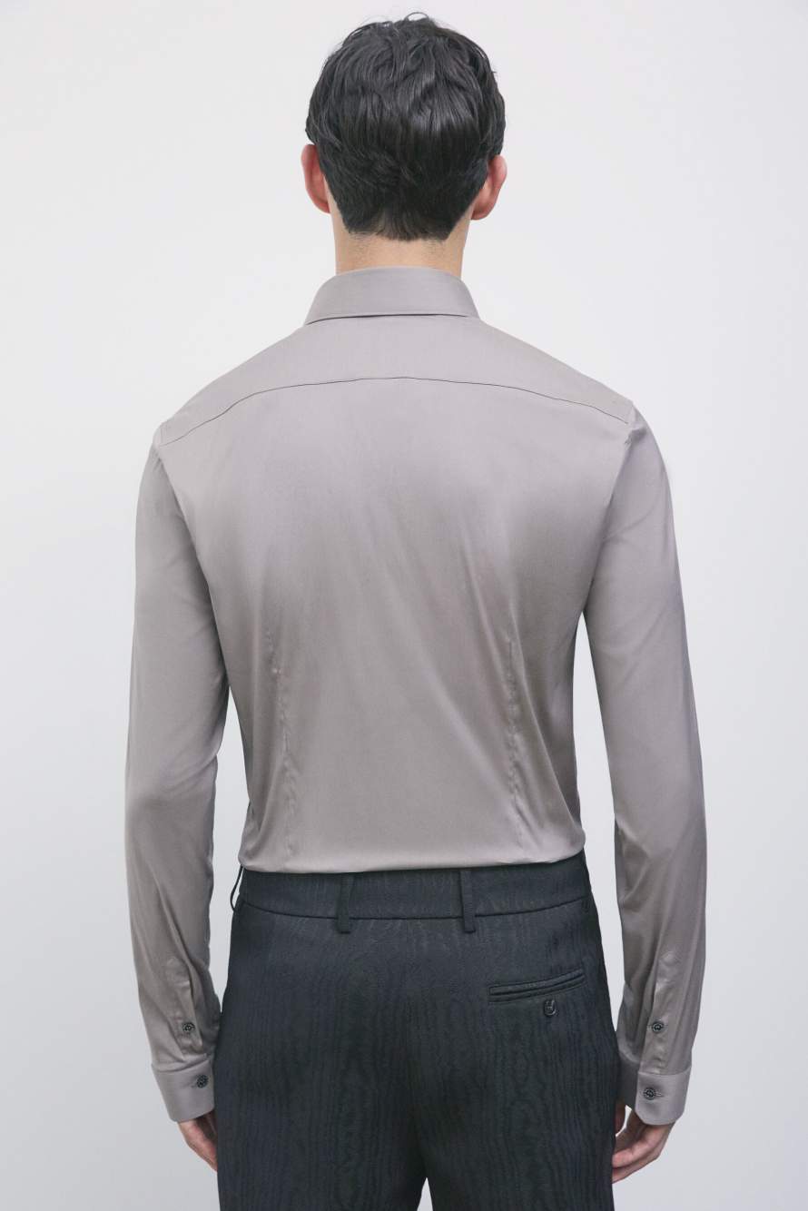 Chemise slim fit &laquo; ESSENTIAL &raquo; en popeline, Gris, Patrizia Pepe