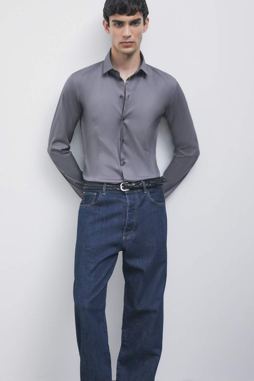 Chemise slim fit &laquo; ESSENTIAL &raquo; en popeline, Gris, Patrizia Pepe