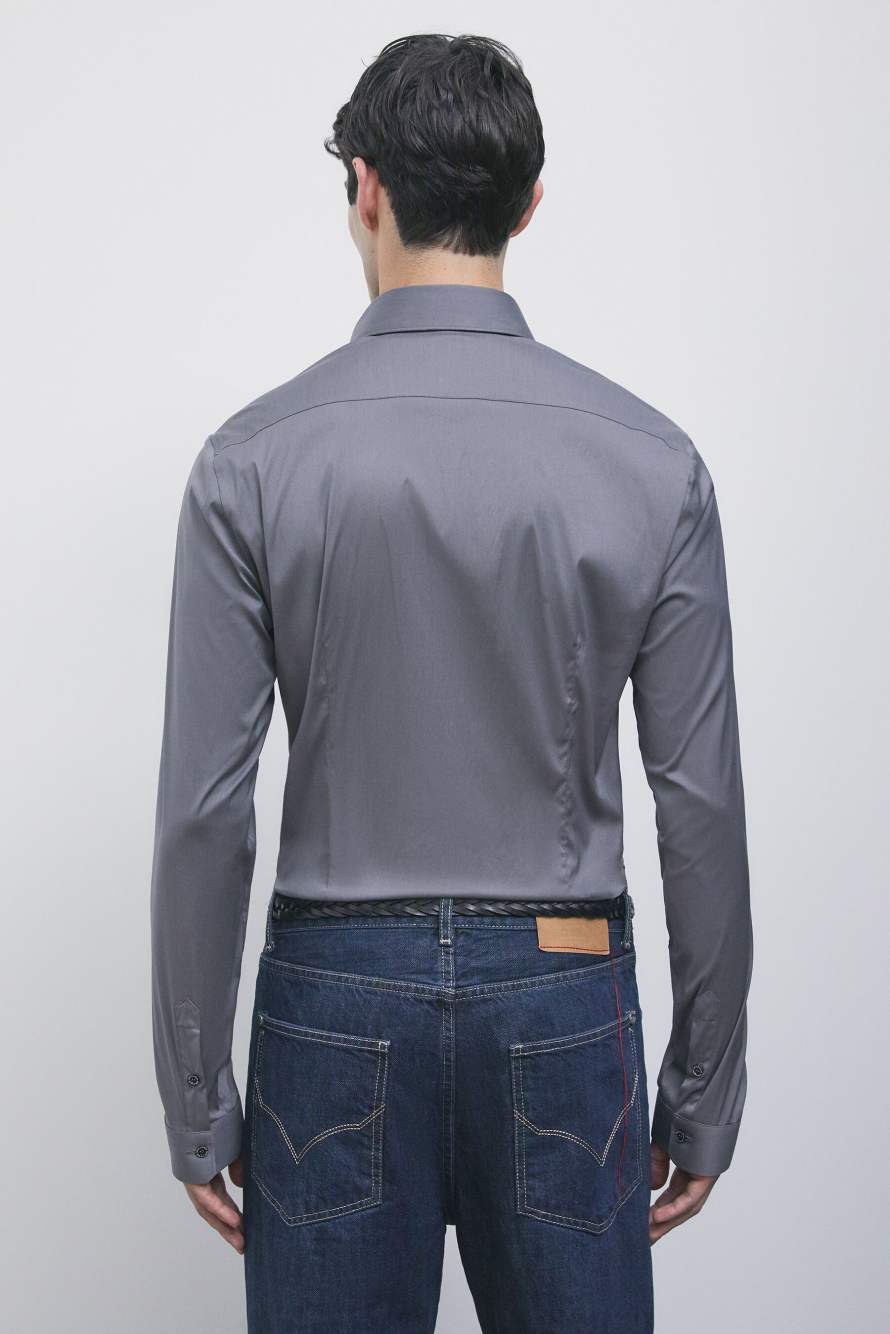 Chemise slim fit &laquo; ESSENTIAL &raquo; en popeline, Gris, Patrizia Pepe
