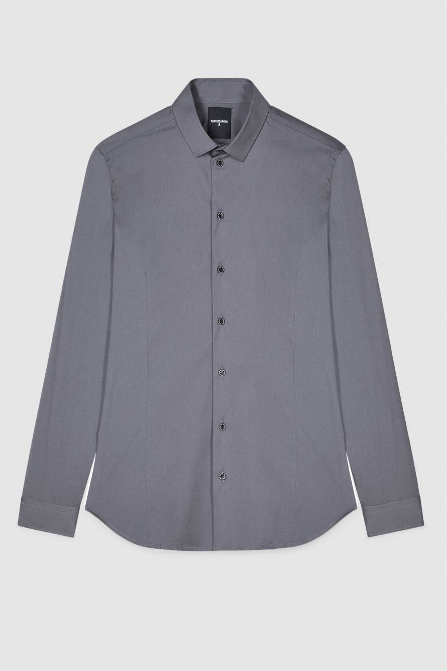 Chemise slim fit &laquo; ESSENTIAL &raquo; en popeline, Gris, Patrizia Pepe