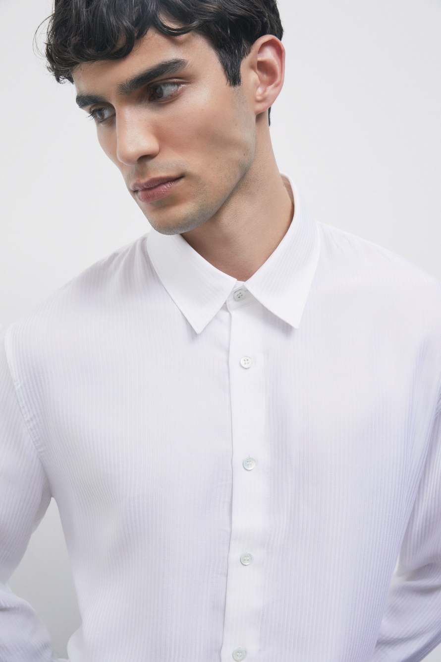 Viscose twill jacquard shirt, White, Patrizia Pepe