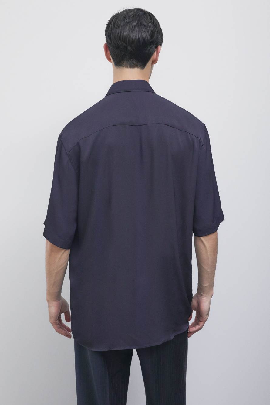 Short sleeve shirt in viscose twill, Blue, Patrizia Pepe
