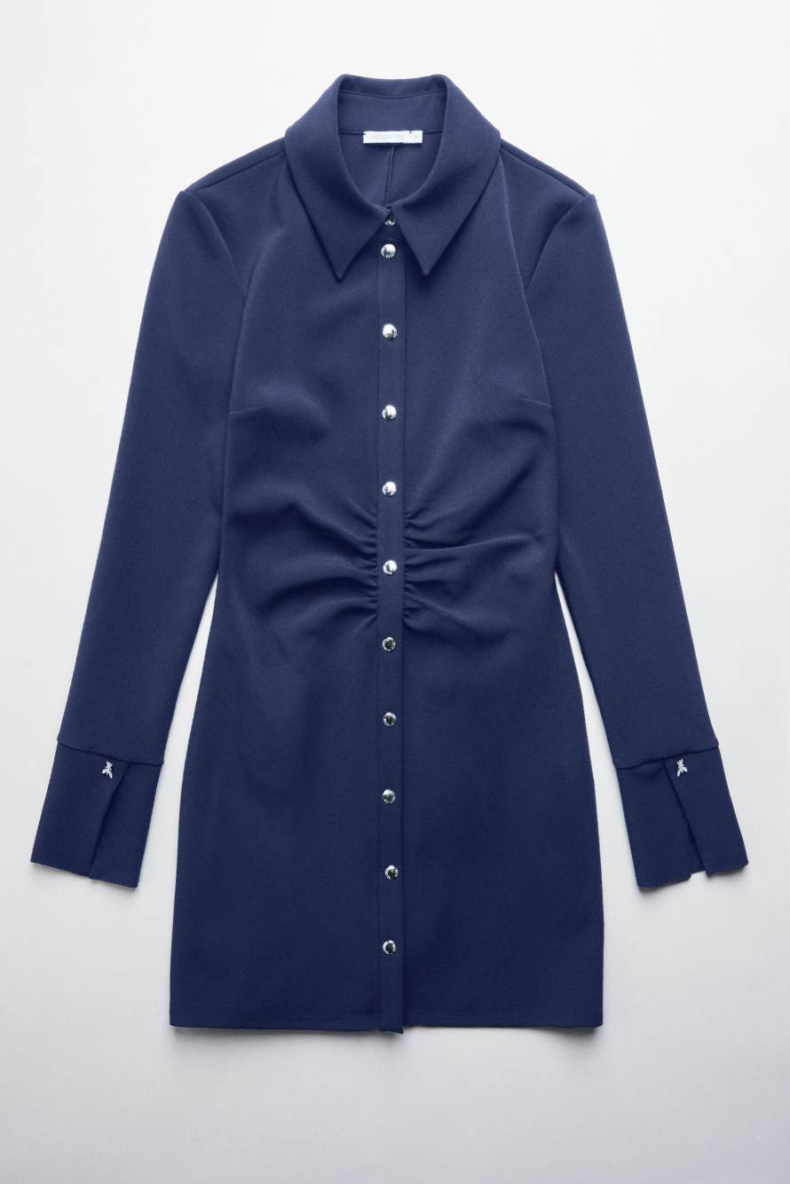 Cr&ecirc;pe Mini Shirt Dress, Blue, Patrizia Pepe
