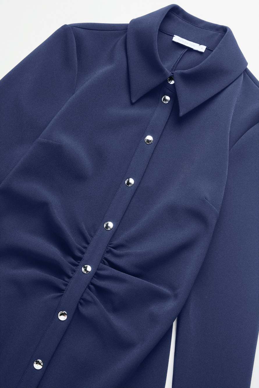 Cr&ecirc;pe Mini Shirt Dress, Blue, Patrizia Pepe