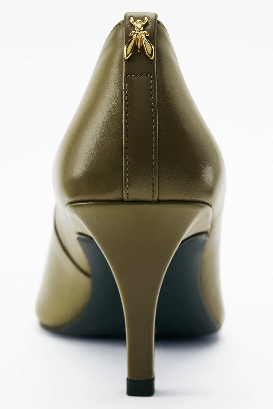 New Minimal Shape Shiny Leather Pumps, Green, Patrizia Pepe