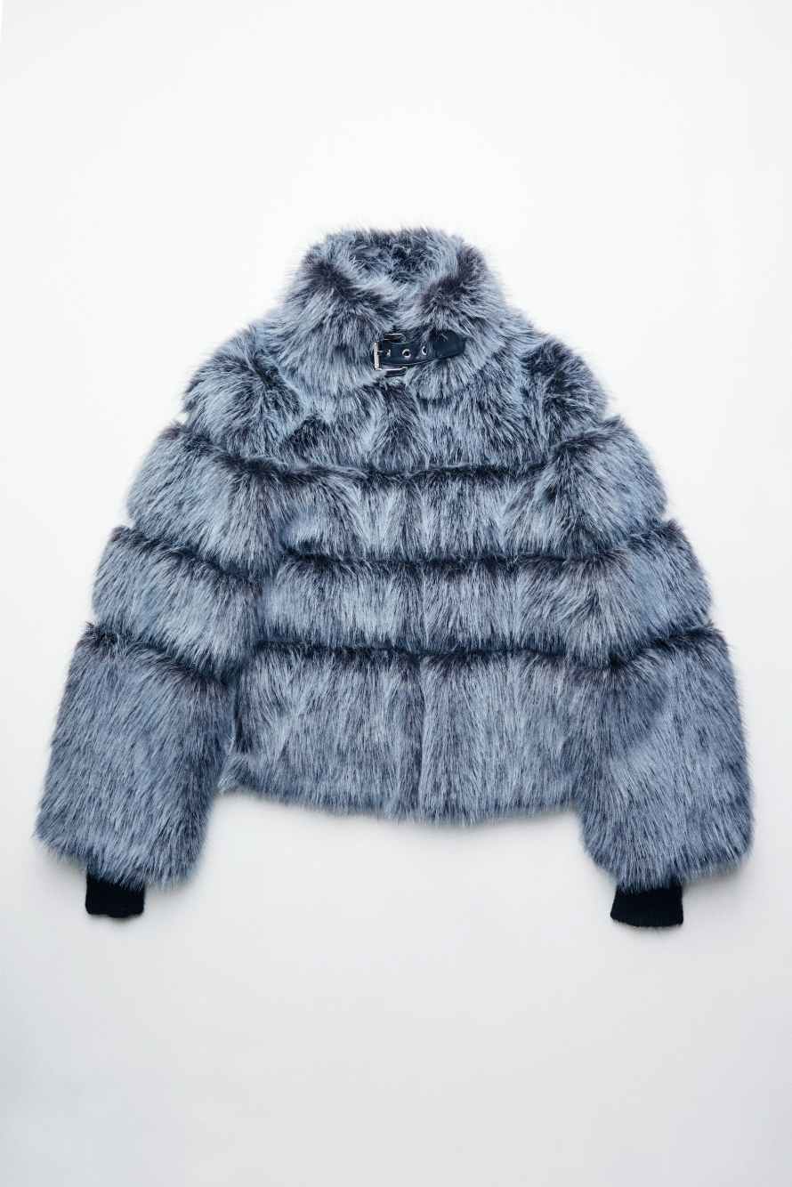 Short fluffy jacket, Blue, Patrizia Pepe