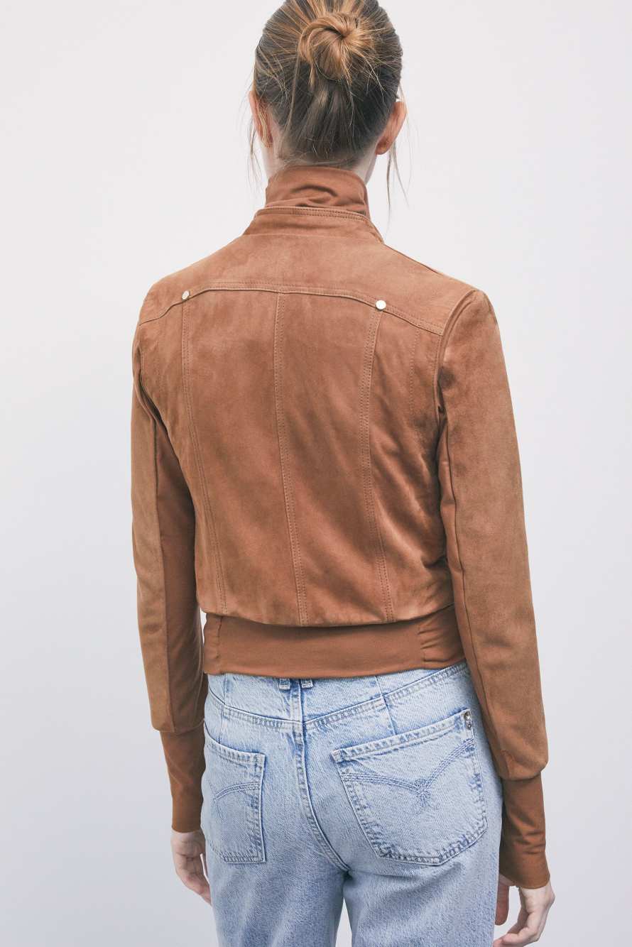Suede blouson jacket, Beige, Patrizia Pepe