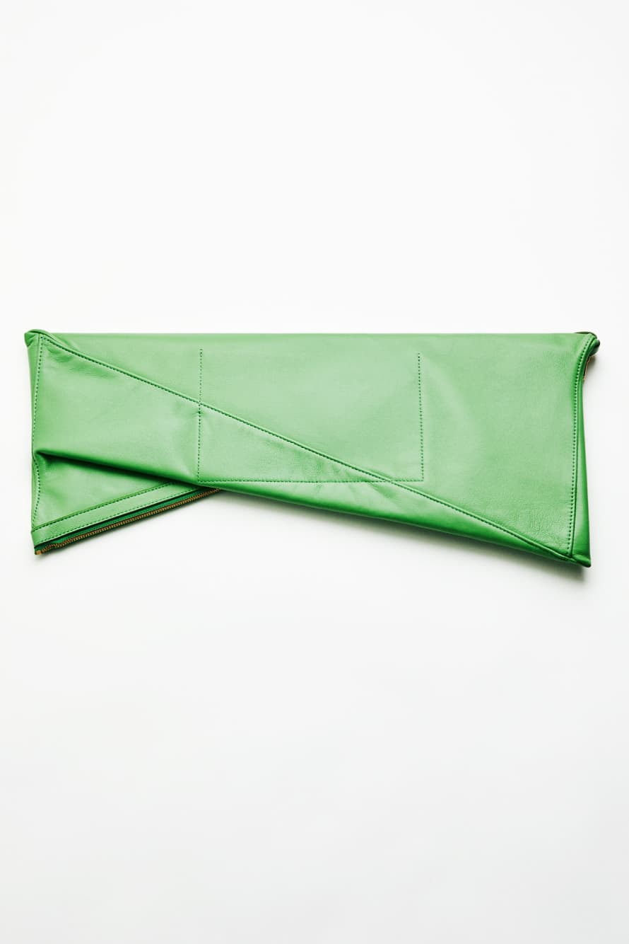 Vedo Non Vedo leather clutch, Green, Patrizia Pepe
