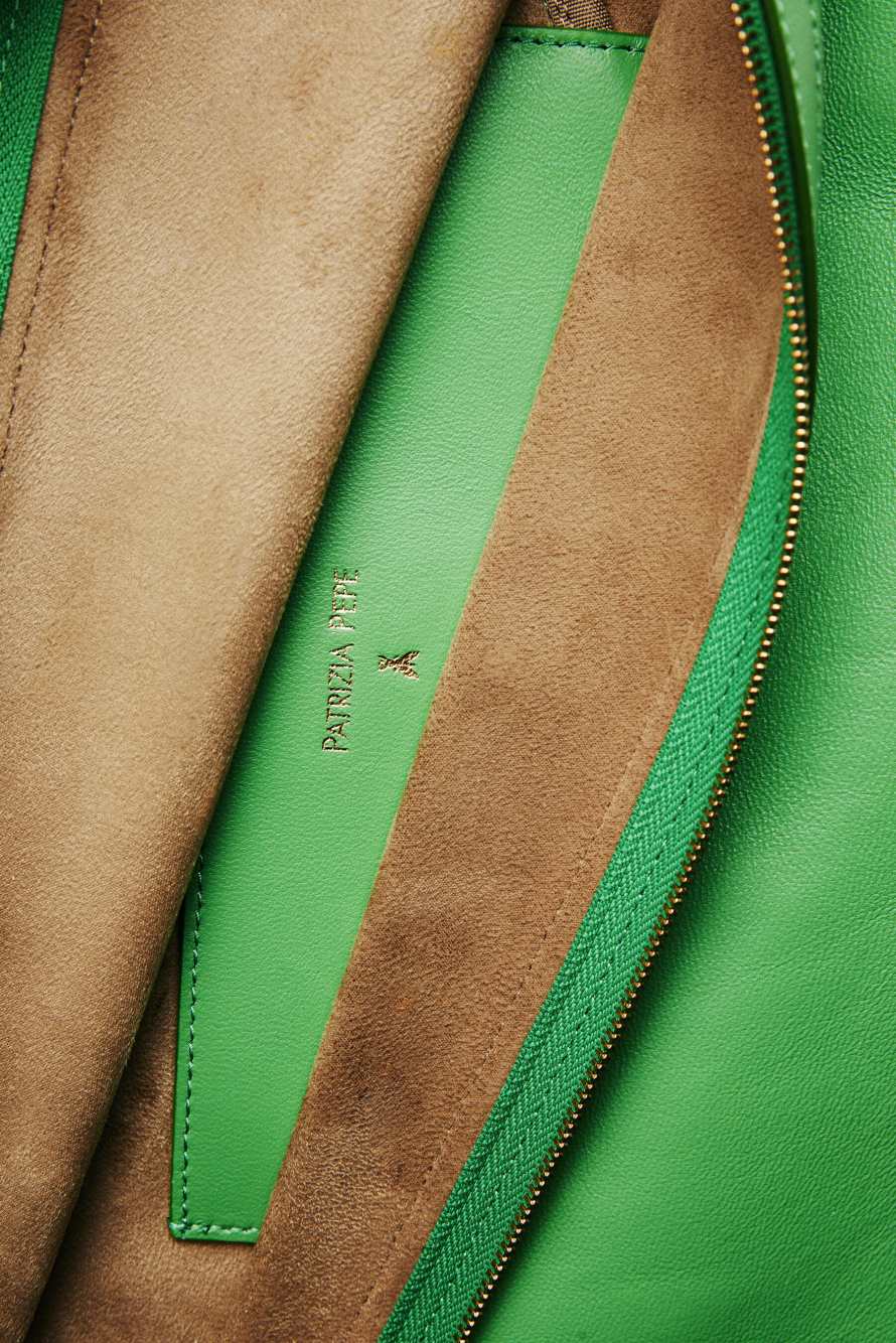 Vedo Non Vedo leather clutch, Green, Patrizia Pepe