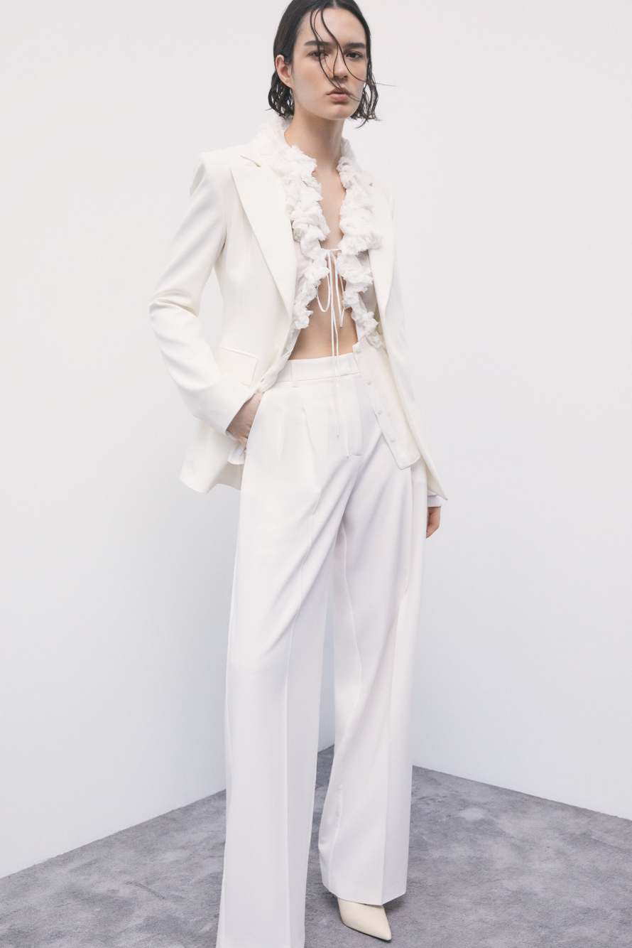 Sheer viscose shirt with ruffles, White, Patrizia Pepe