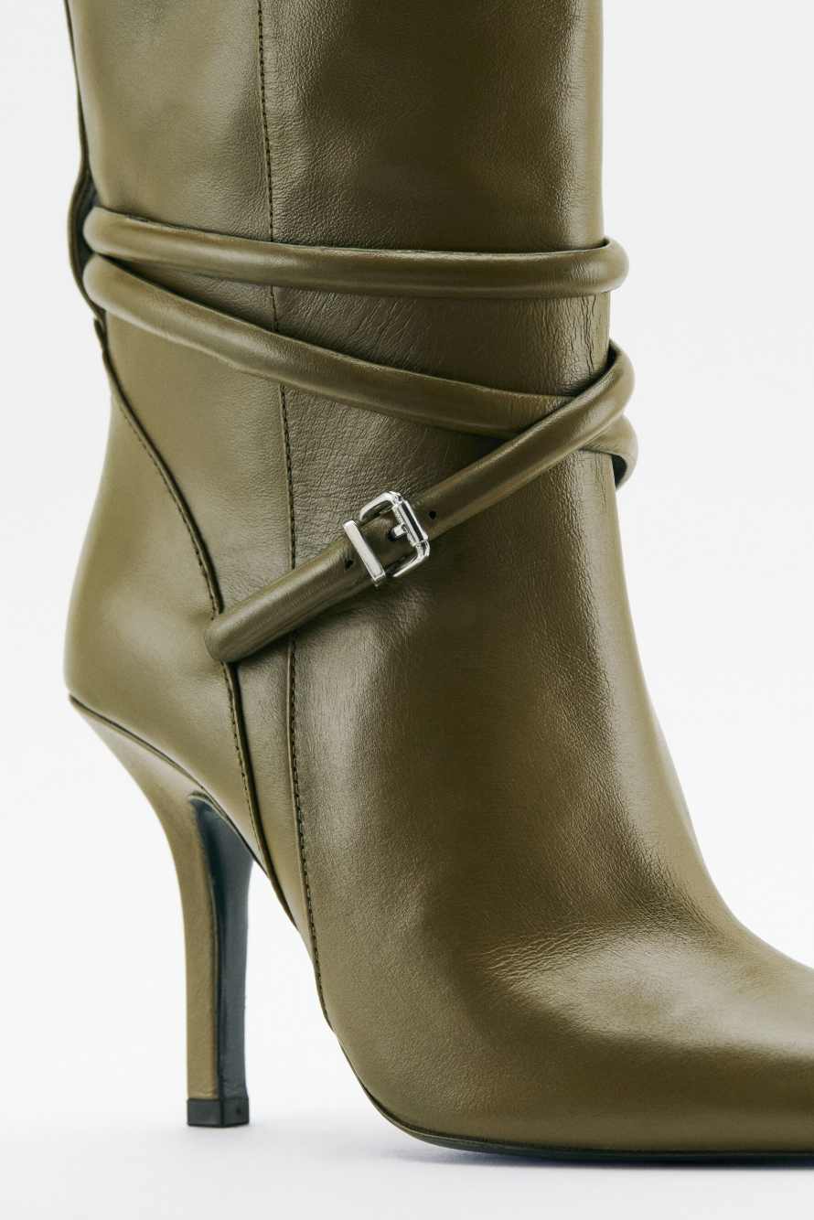 My SKIN knee-high leather boots, Green, Patrizia Pepe