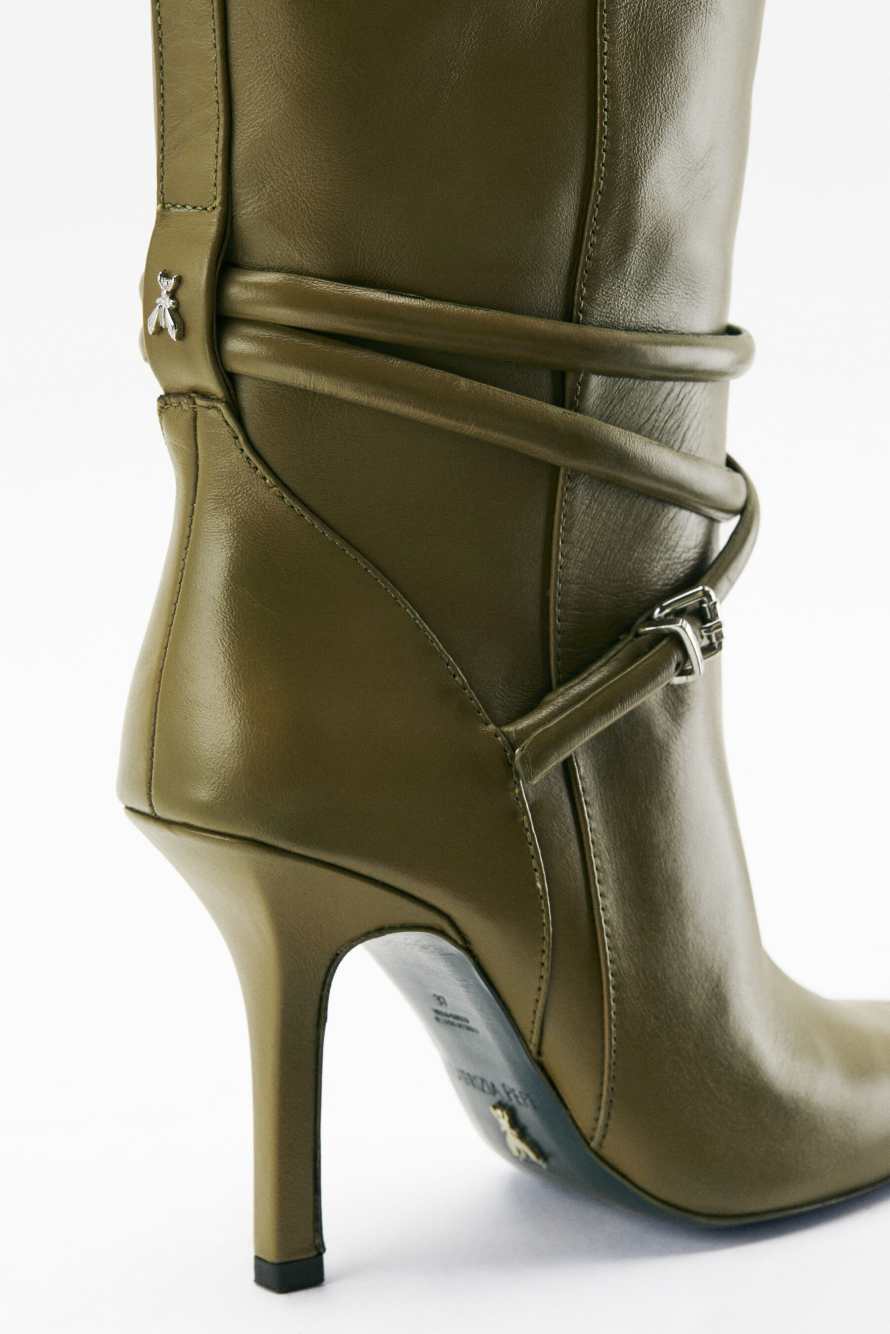 My SKIN knee-high leather boots, Green, Patrizia Pepe