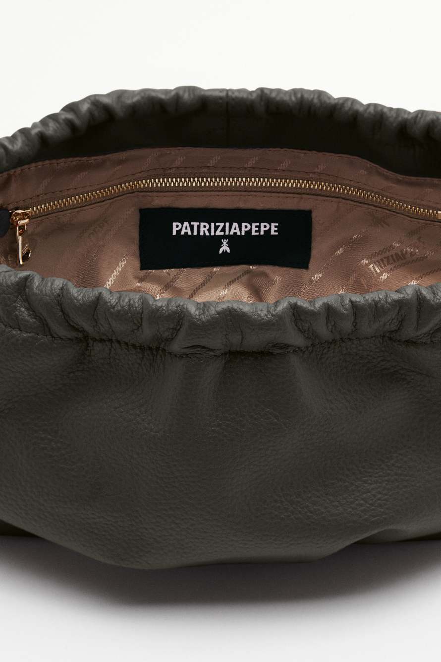 Leather Clutch "Bubble" Small, Green, Patrizia Pepe