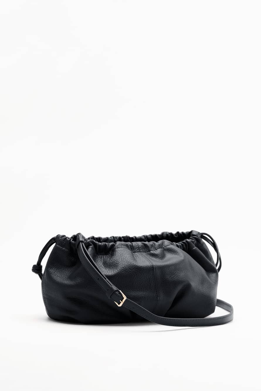 Leather Clutch "Bubble" Small, Black, Patrizia Pepe