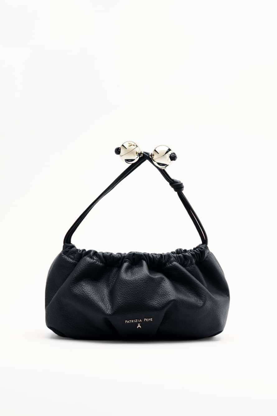 Leather Clutch "Bubble" Small, Black, Patrizia Pepe