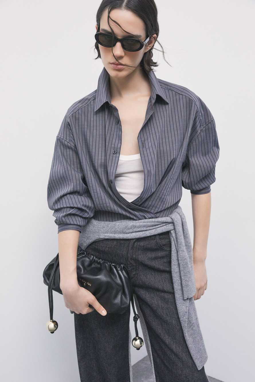 Leather Clutch "Bubble" Small, Black, Patrizia Pepe