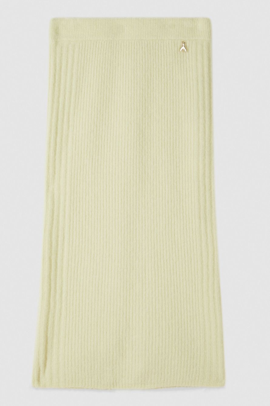 Knitted midi skirt with slit, Yellow, Patrizia Pepe