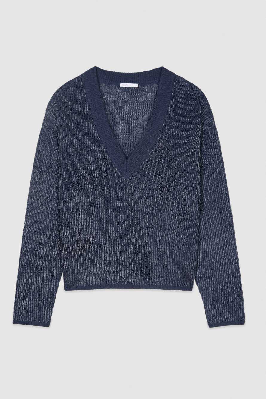 Lurex V-neck sweater, Blue, Patrizia Pepe