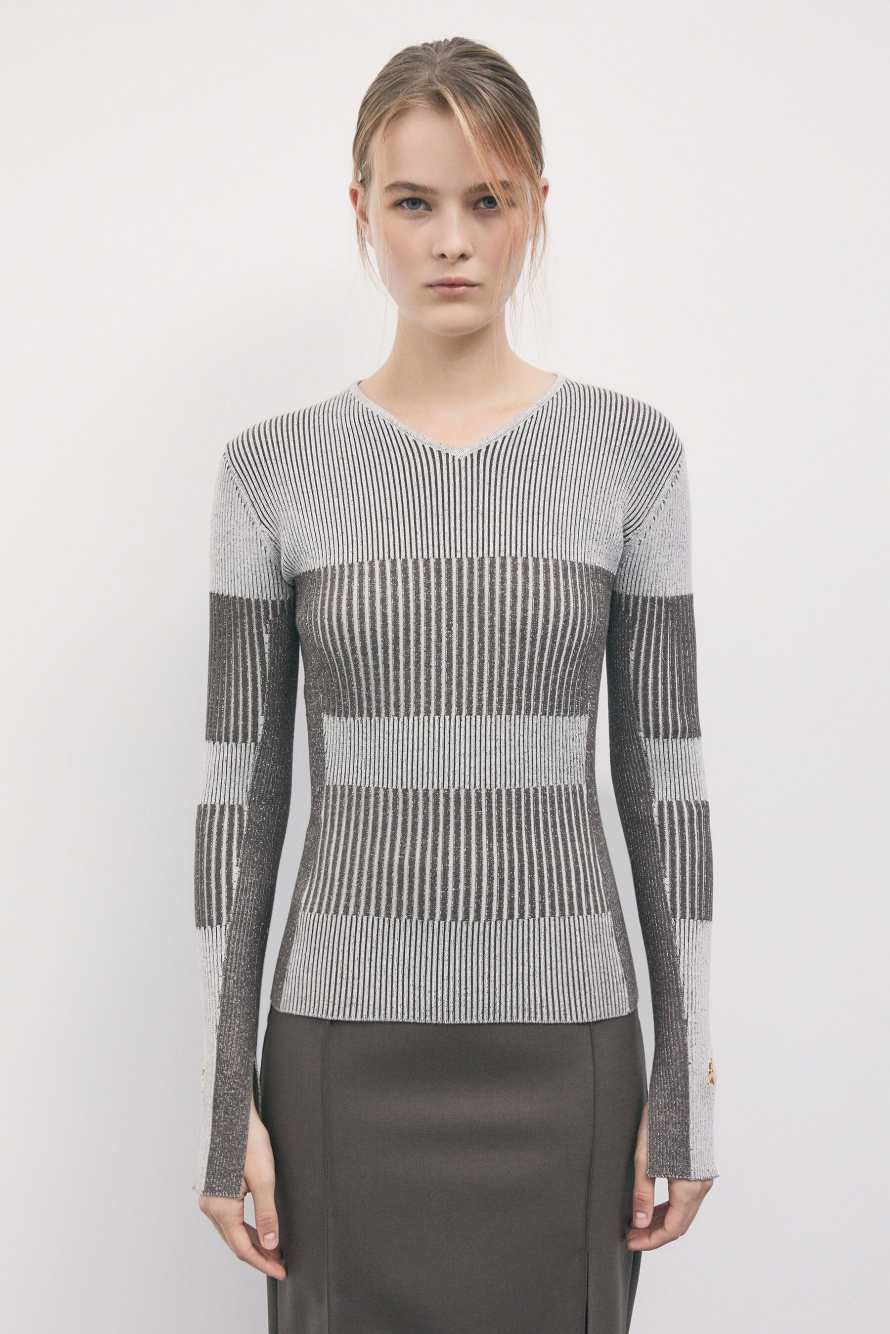 Sweater Two-tone, Grey/Brown, Patrizia Pepe