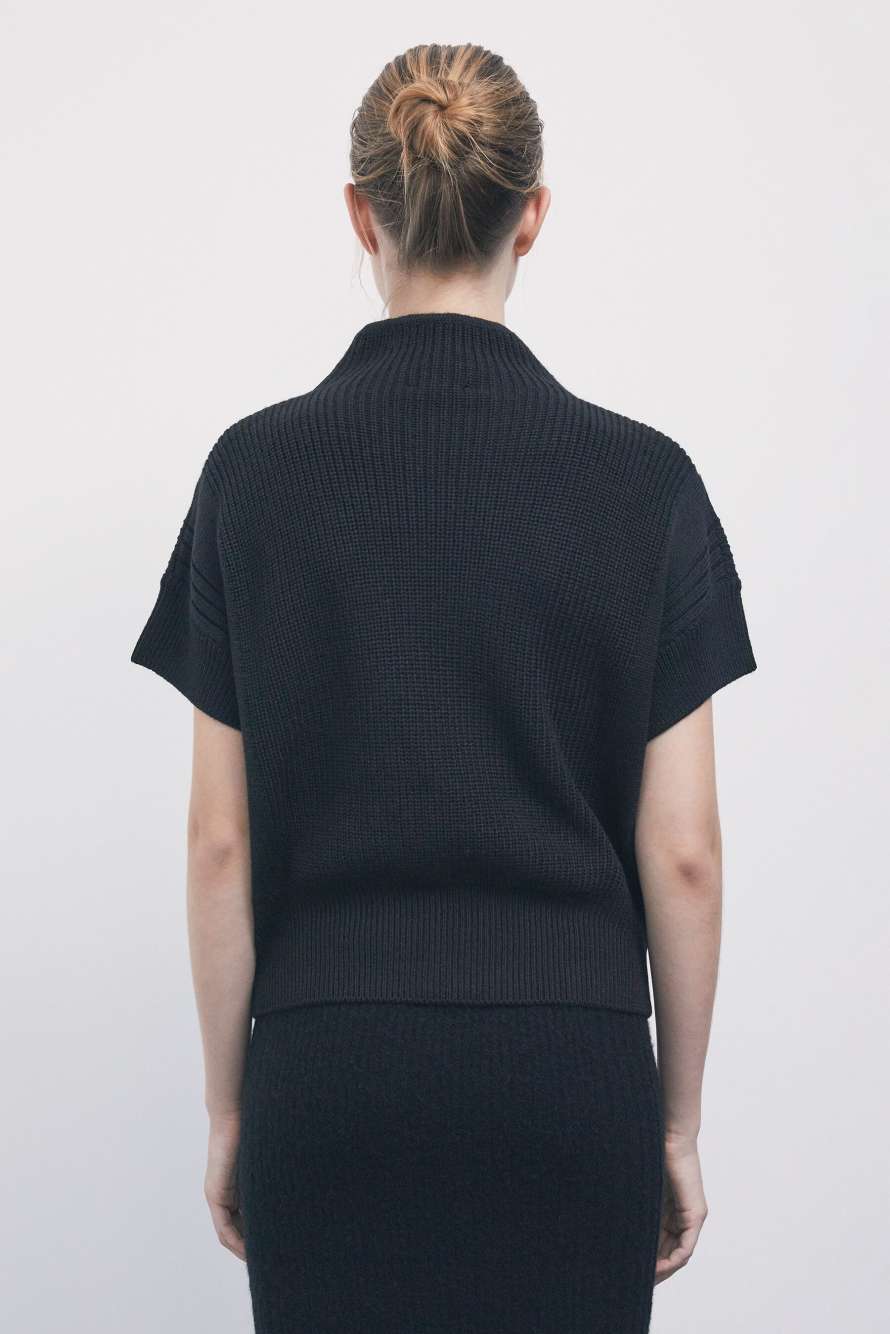 Chemise manches courtes avec zip, Noir, Patrizia Pepe