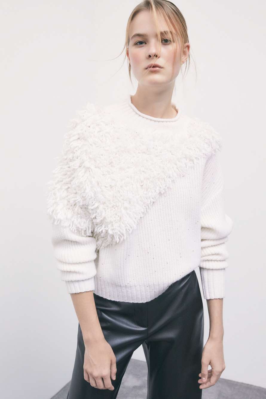 Wollpullover mit Glasperlen, Wei&szlig;, Patrizia Pepe