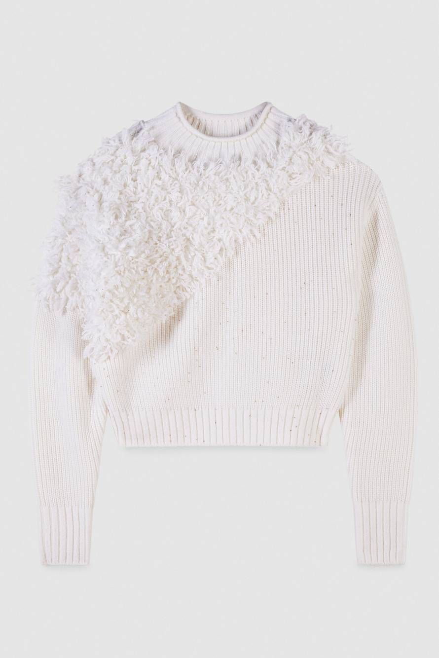 Wollpullover mit Glasperlen, Wei&szlig;, Patrizia Pepe