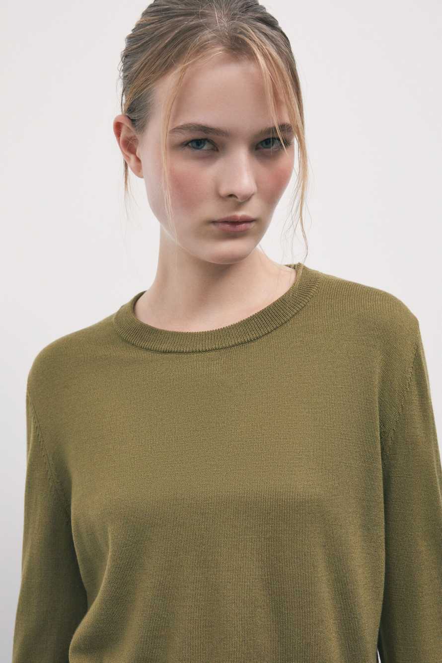 Crew-neck wool sweater, Green, Patrizia Pepe