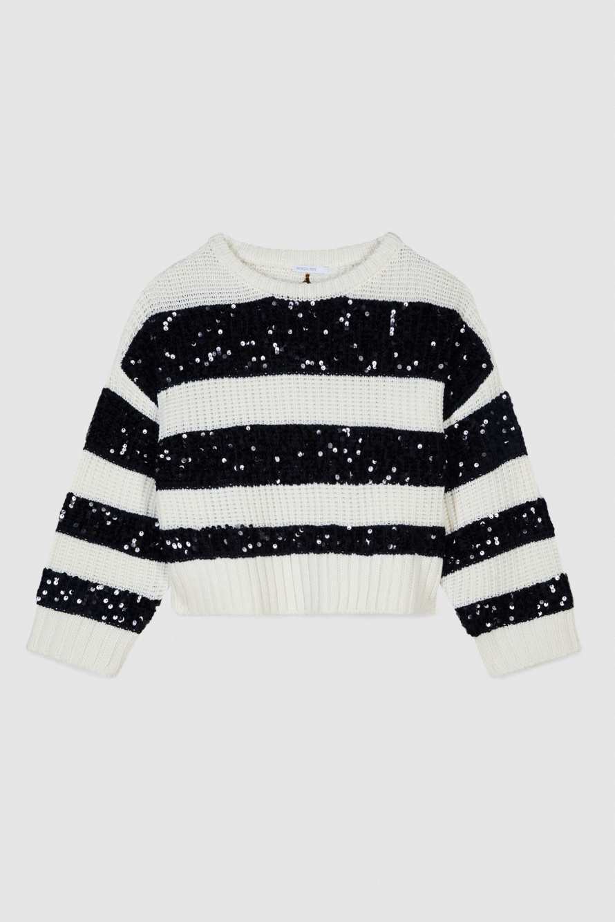 Striped sweater with sequins, White/Black, Patrizia Pepe