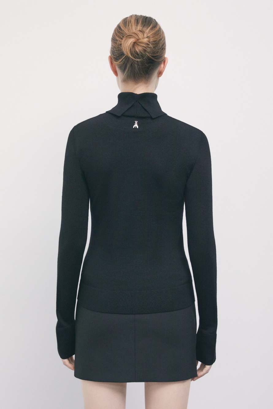 Slim-fit wool turtleneck, Black, Patrizia Pepe