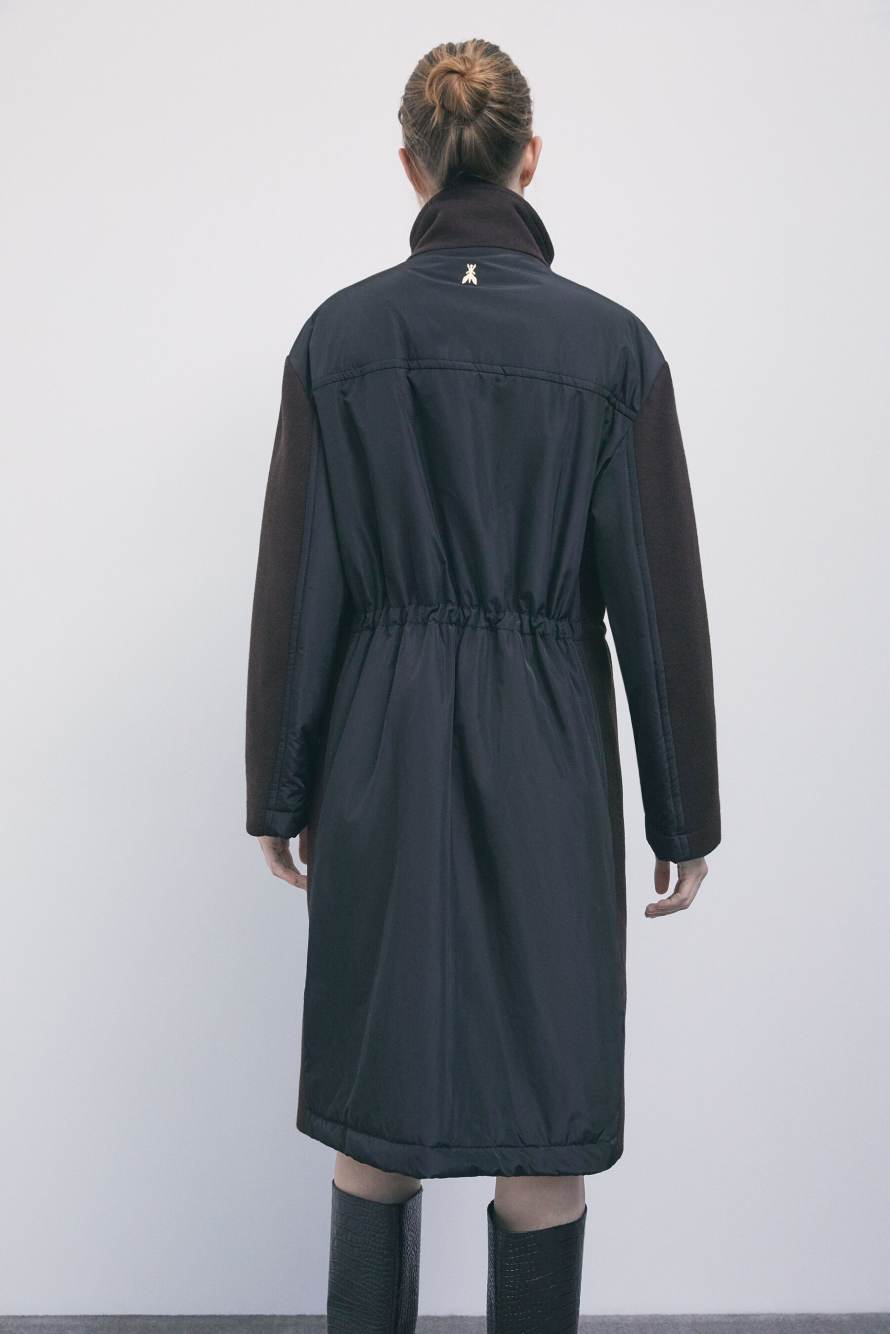 Manteau en tissus m&eacute;lang&eacute;s, Marron/Noir, Patrizia Pepe