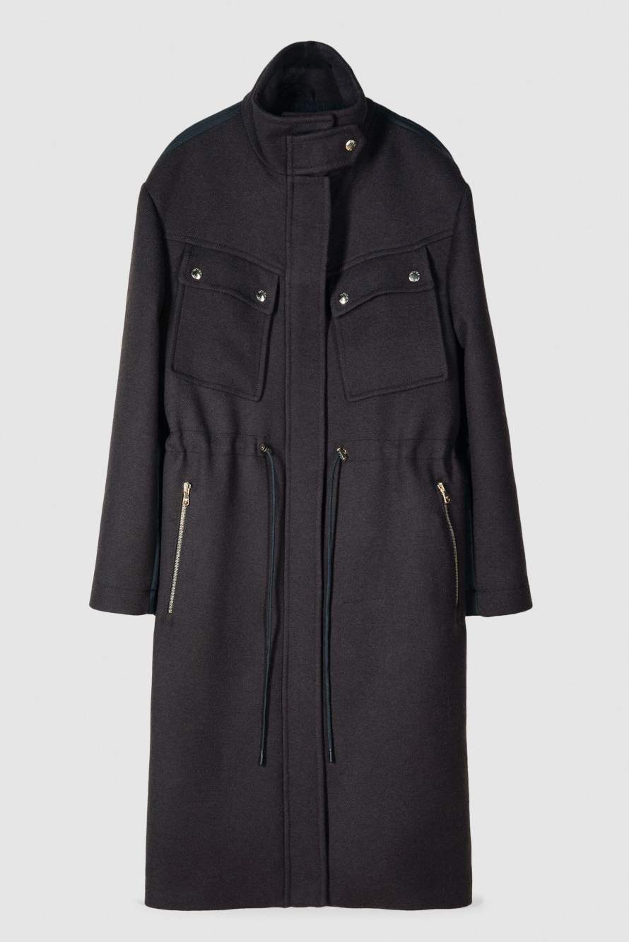 Manteau en tissus m&eacute;lang&eacute;s, Marron/Noir, Patrizia Pepe