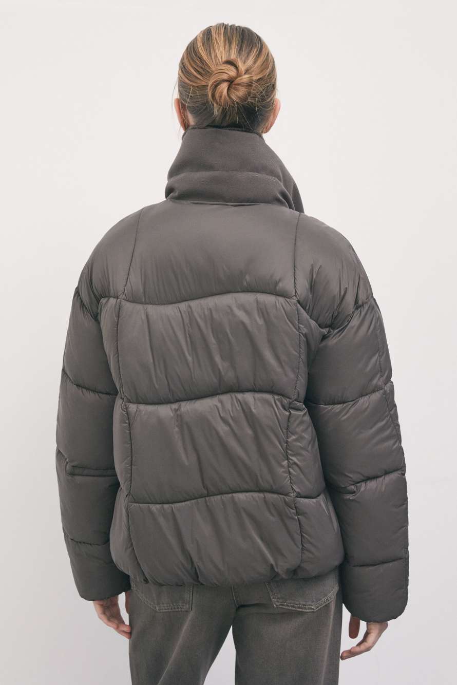 Double-breasted high-neck down jacket, Brown, Patrizia Pepe