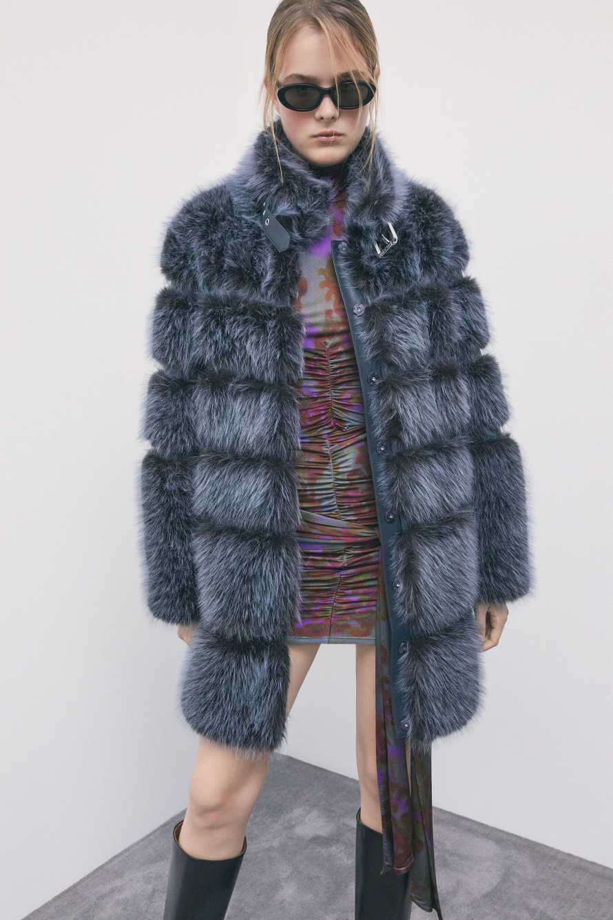 Long fluffy jacket, Blue, Patrizia Pepe