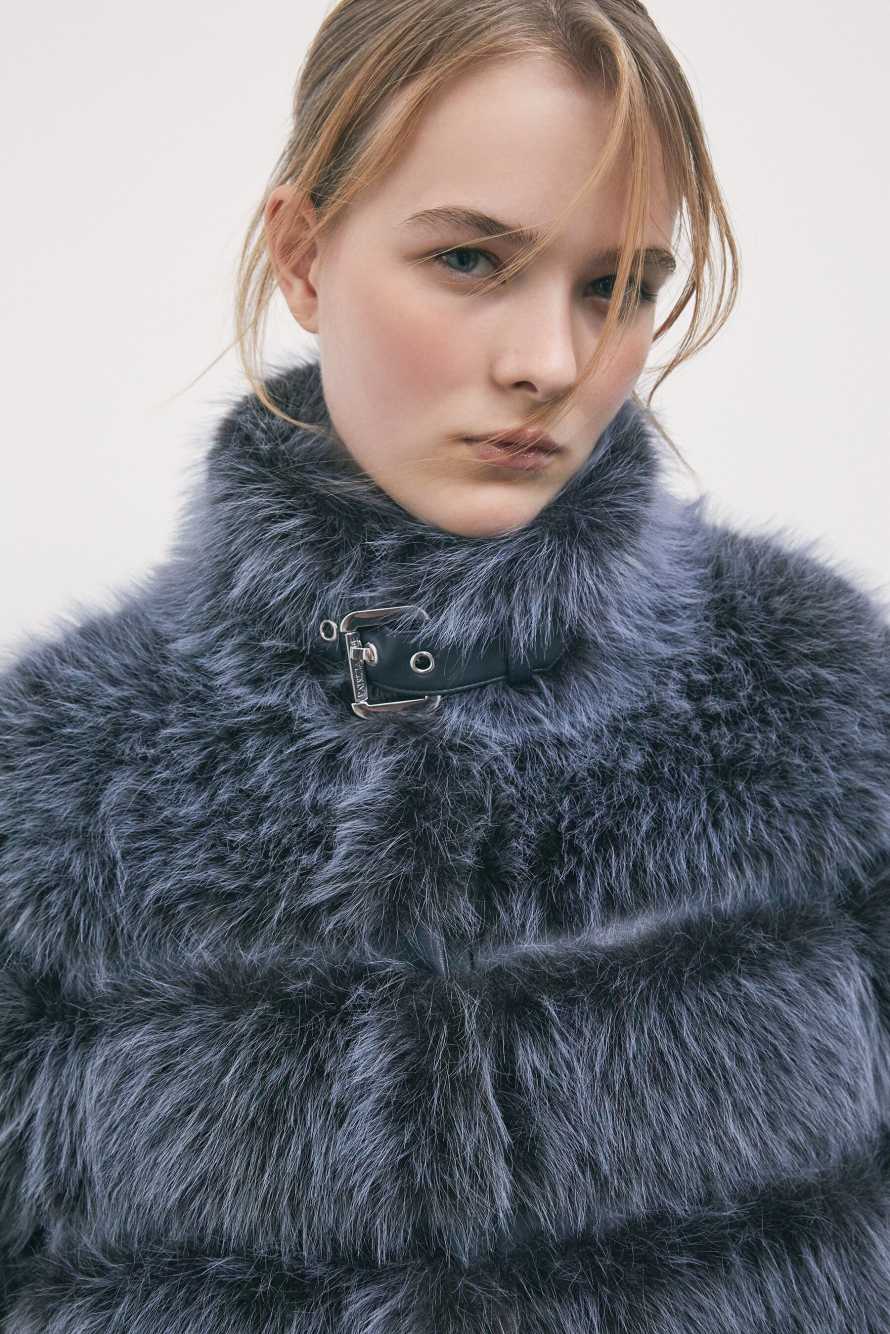 Long fluffy jacket, Blue, Patrizia Pepe