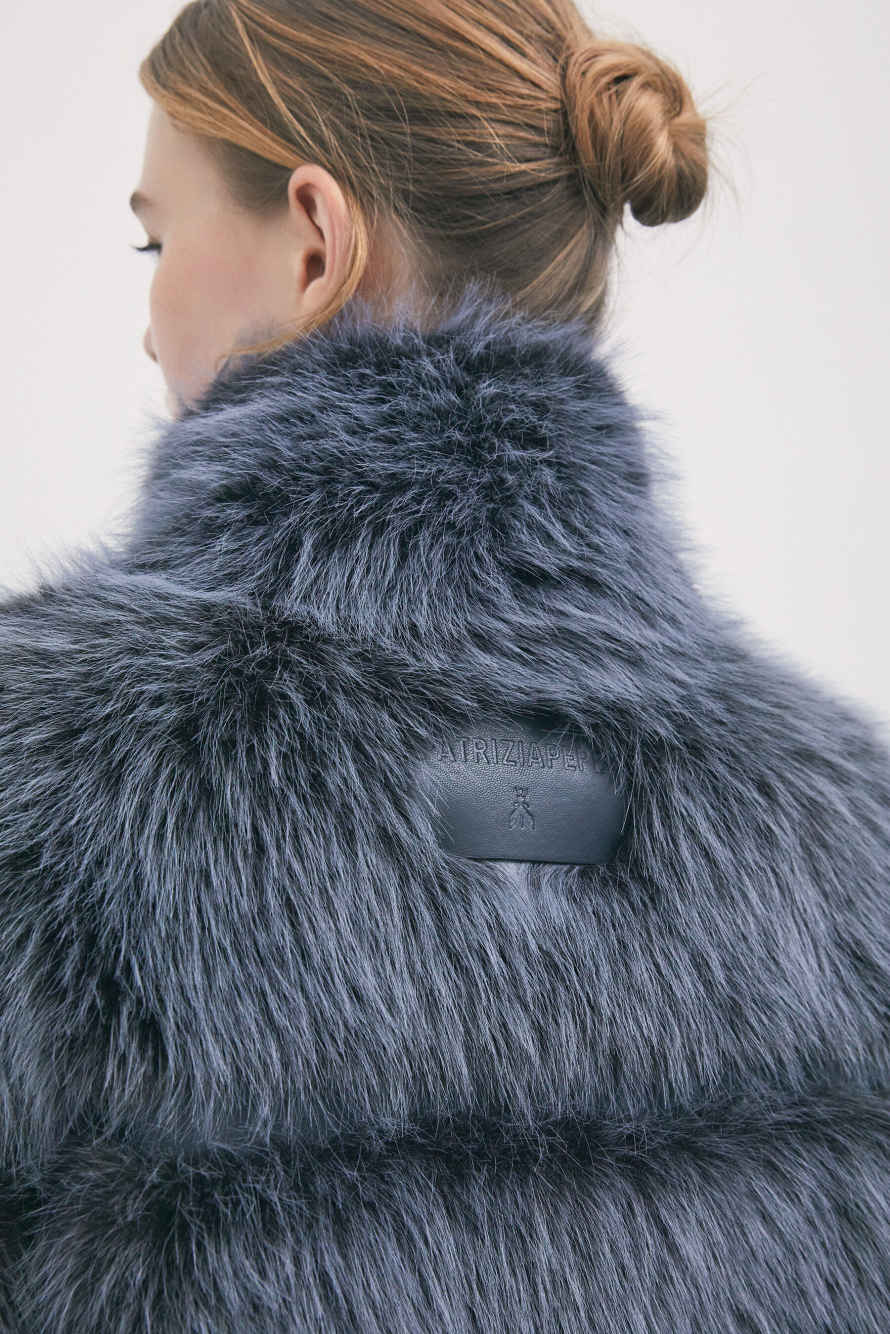 Long fluffy jacket, Blue, Patrizia Pepe