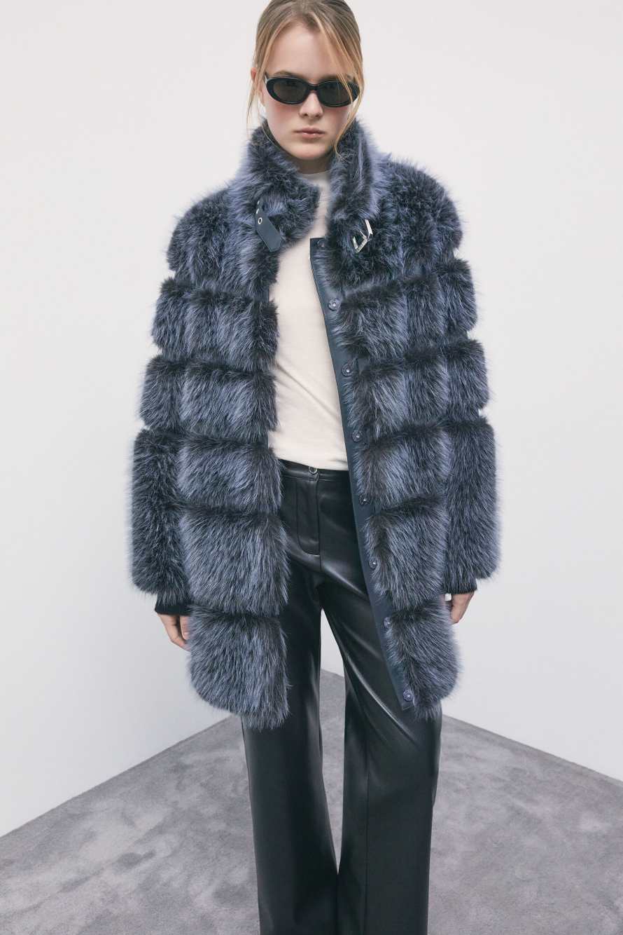 Long fluffy jacket, Blue, Patrizia Pepe
