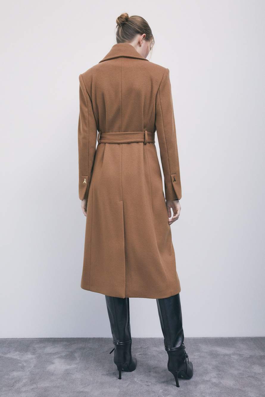 Belted coat, Brown, Patrizia Pepe