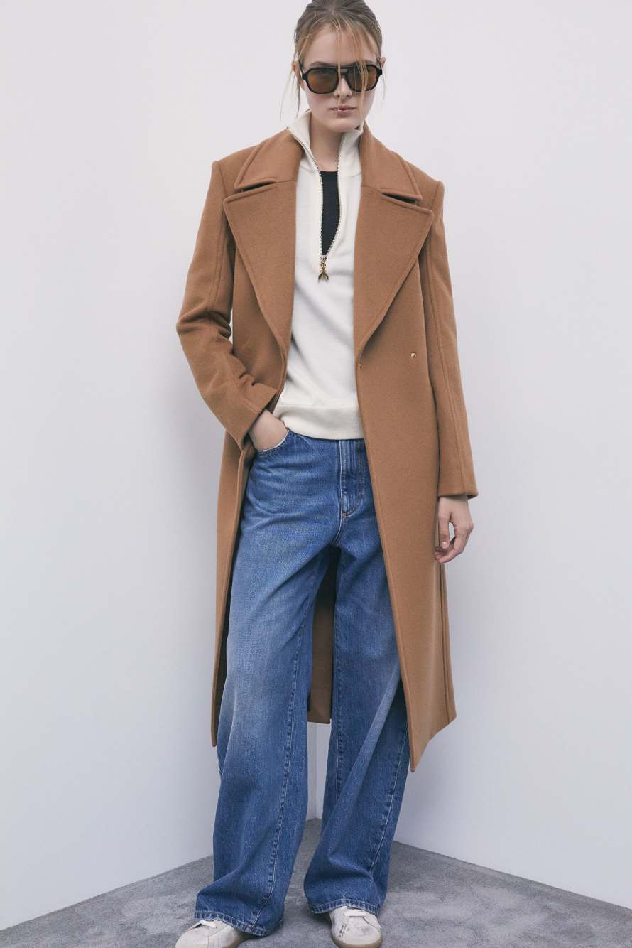 Belted coat, Brown, Patrizia Pepe