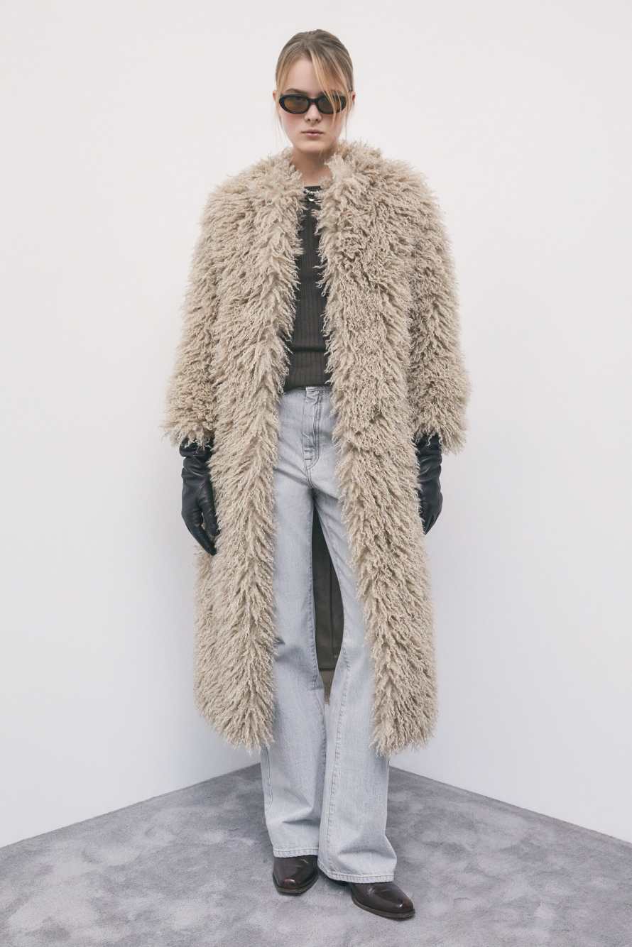 Soft curled coat, Brown, Patrizia Pepe