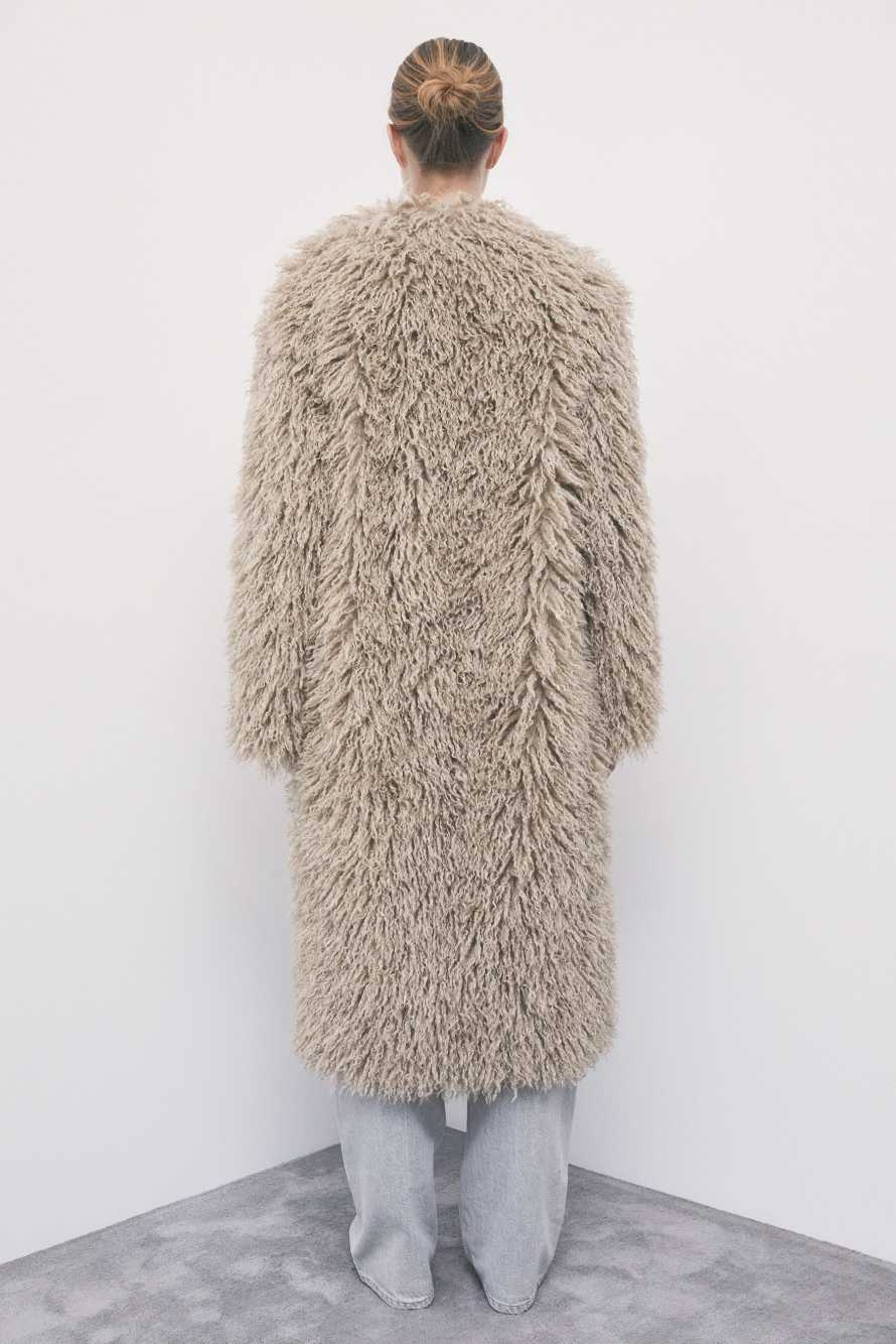 Soft curled coat, Brown, Patrizia Pepe