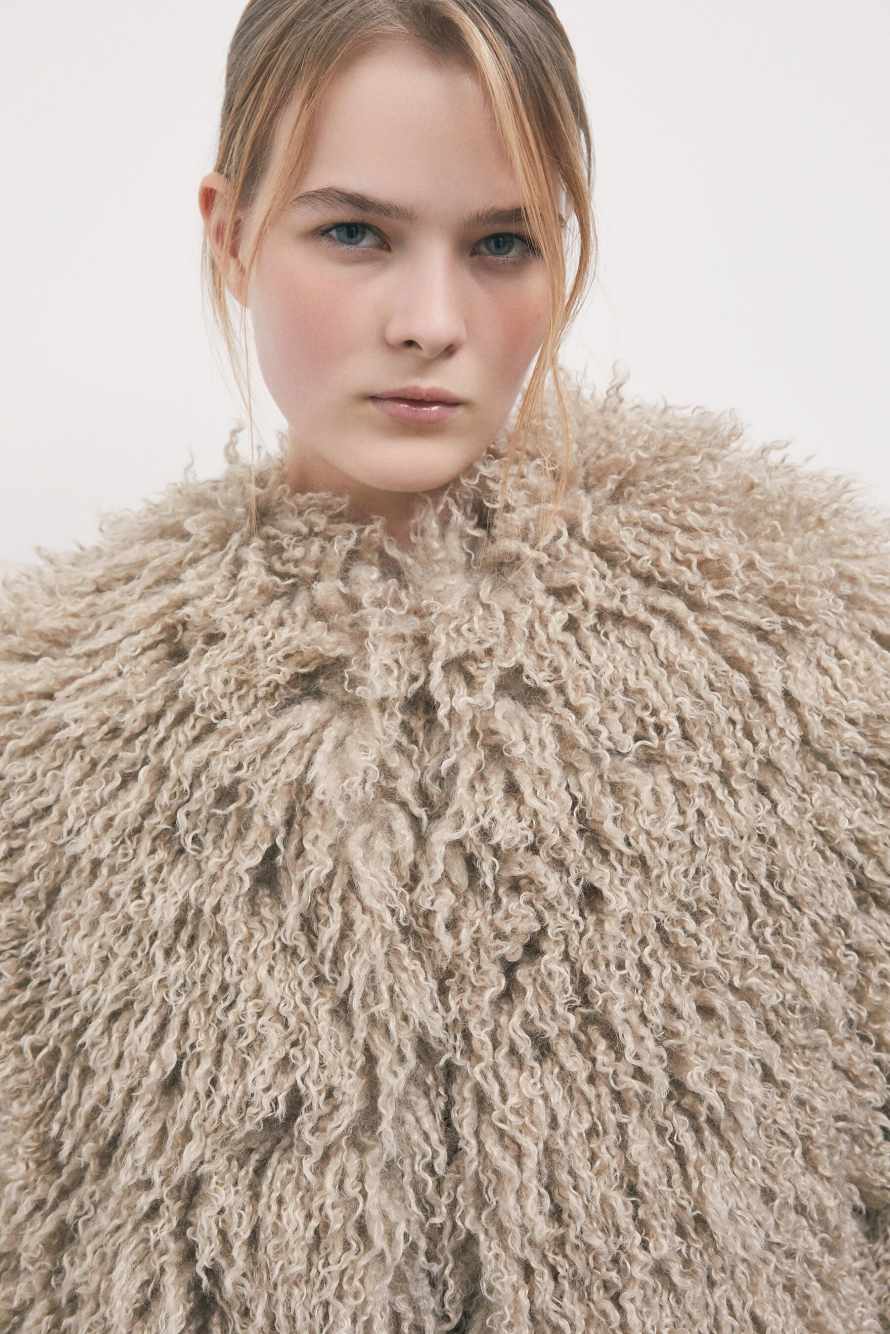 Soft curled coat, Brown, Patrizia Pepe